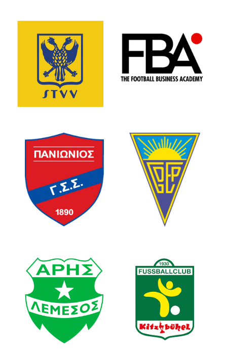 Crests of the football clubs I've worked for